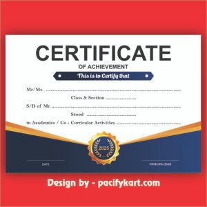 Certificate of Achievement Size A4