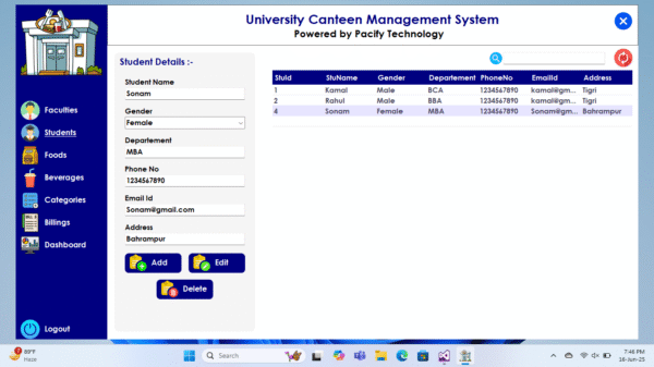 University Canteen Management System Full Project (C#) - Image 5