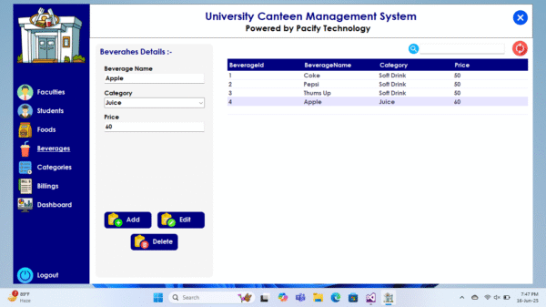 University Canteen Management System Full Project (C#) - Image 7