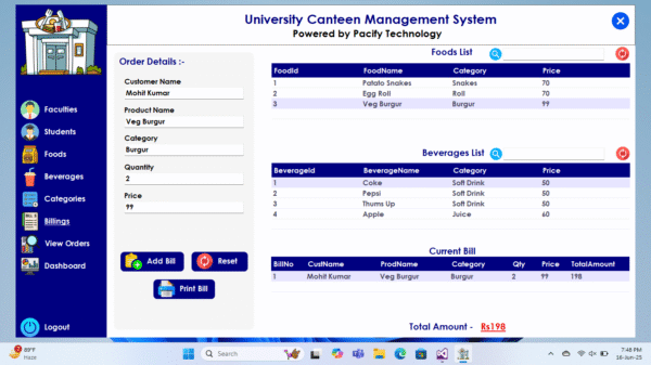 University Canteen Management System Full Project (C#) - Image 9