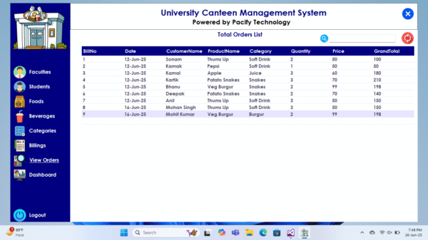 University Canteen Management System Full Project (C#) - Image 11