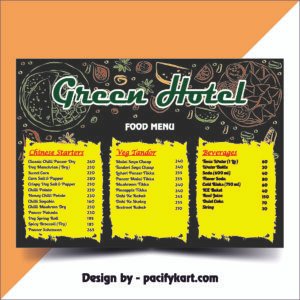 Green Hotel Food Menu Card Design A4 Size