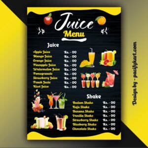 Juice Menu Card Template Design A4 Size