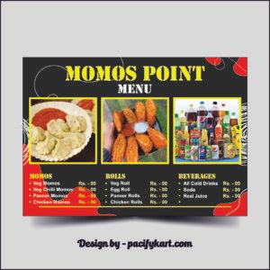 Momos Point Menu Card Design A4 Size