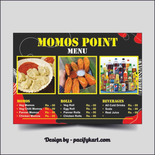 Momos Point Menu Card Design A4 Size