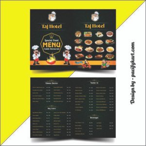 Restaurant Menu Card Design Template A4 Size Both Side