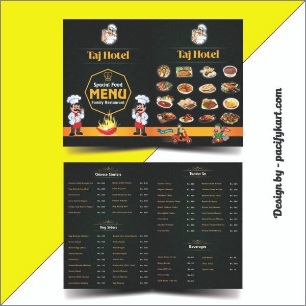Restaurant Menu Card Design Template A4 Size Both Side