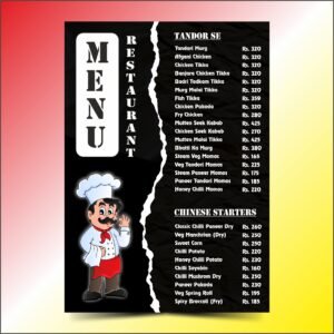 Restaurant Food Menu Card Design Template A5 Size