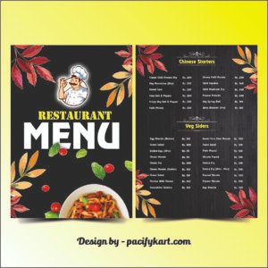 Restaurant Food Menu Card Design Template A5 Size Both Side