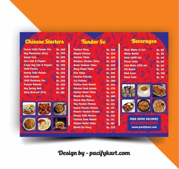 Restaurant Menu Card Design A4 Size