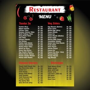 Restaurant Menu Card Template Design A5 Size