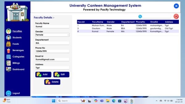 University Canteen Management System Full Project in C#
