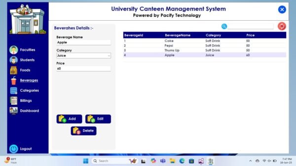 University Canteen Management System Full Project in C#