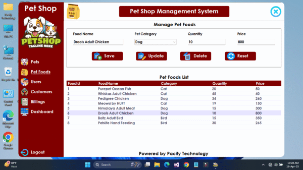 Pet Shop Management System Full Project in C#