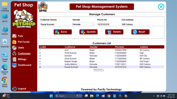 Pet Shop Management System Full Project in C#