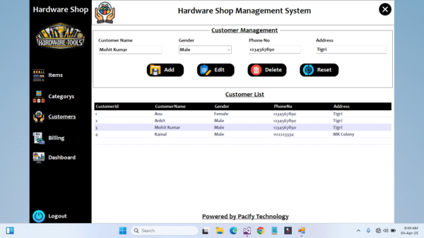 Hardware Shop Management System in C#
