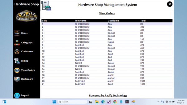 Hardware Shop Management System in C#