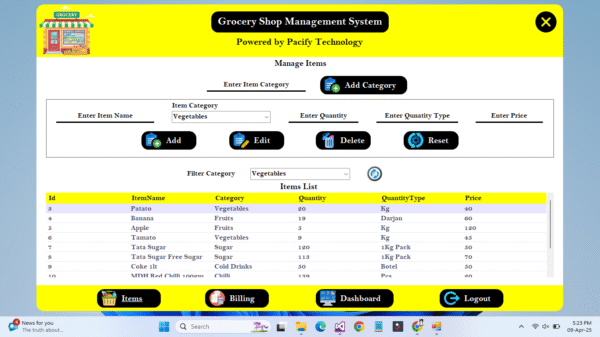 Grocery Shop Management System in C#