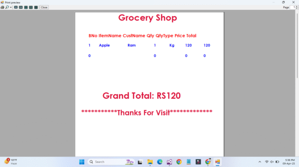 Grocery Shop Management System in C#