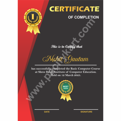 Certificate of Completion for Course | Course Completion Certificate Design CDR – PacifyKart