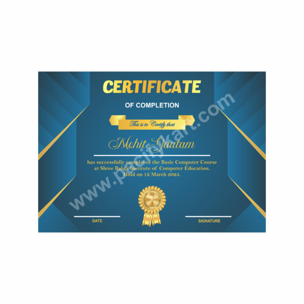 Certificate of Completion for Course | Course Completion Certificate Design CDR – PacifyKart