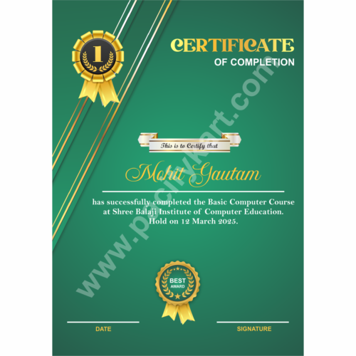Certificate of Completion for Course | Course Completion Certificate Design CDR – PacifyKart
