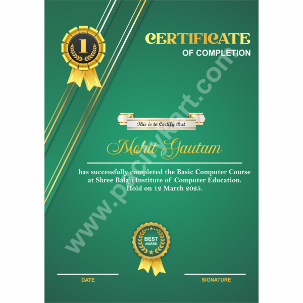 Certificate of Completion for Course | Course Completion Certificate Design CDR – PacifyKart