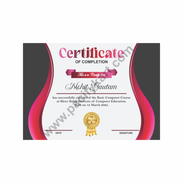 Certificate of Completion for Course | Course Completion Certificate Design CDR – PacifyKart