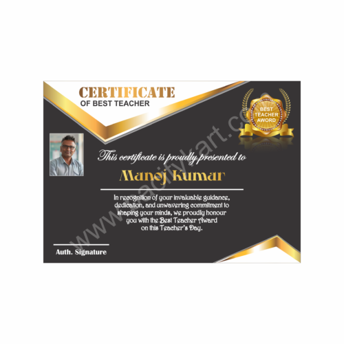 Certificate of Best Teacher Award for Teachers’ Day | Teacher Award Certificate Design CDR – PacifyKart