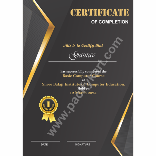 Certificate of Completion for Course | Course Completion Certificate Design CDR – PacifyKart