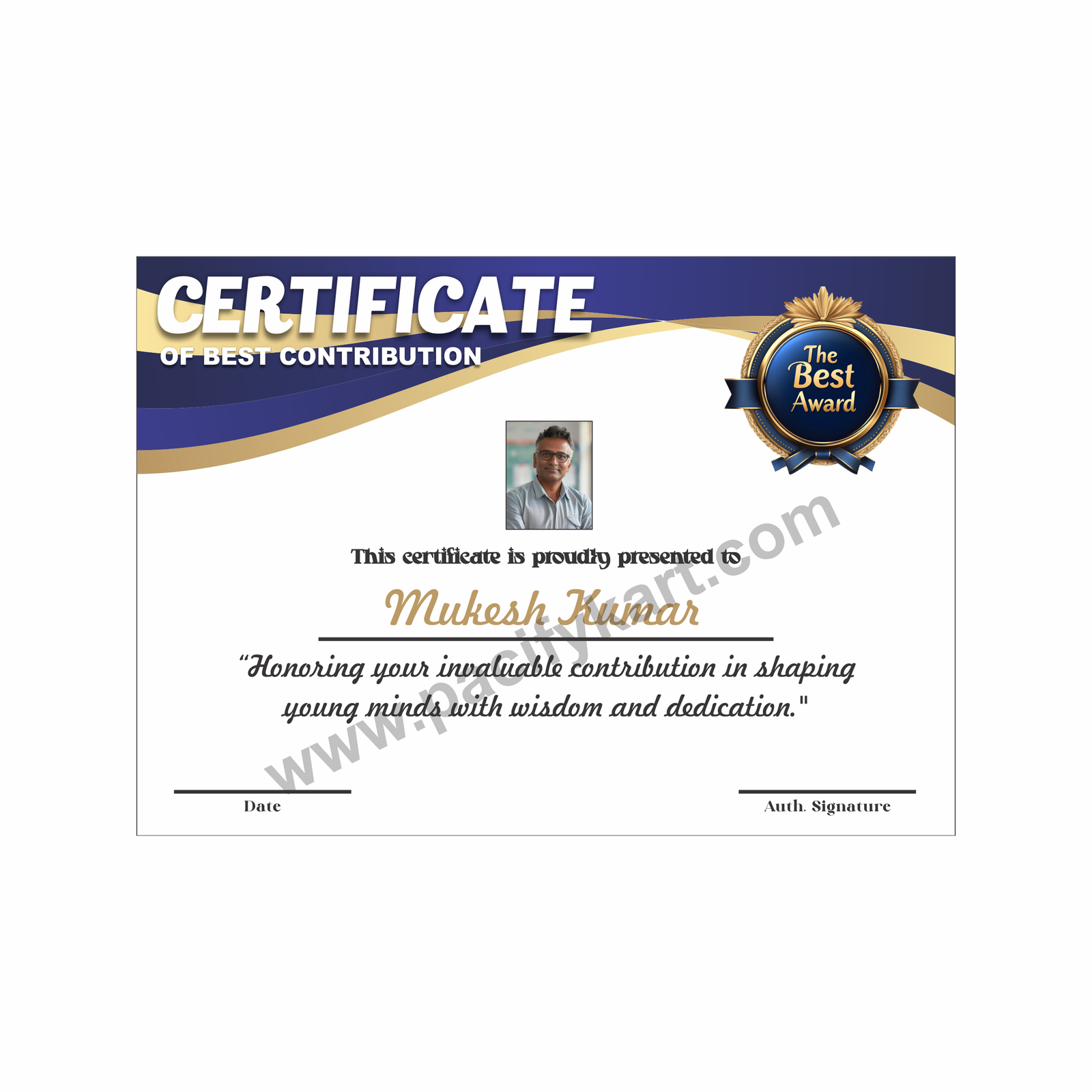 Certificate of Best Contribution Award for Teachers’ Day | Teacher Appreciation Certificate Design CDR – PacifyKart