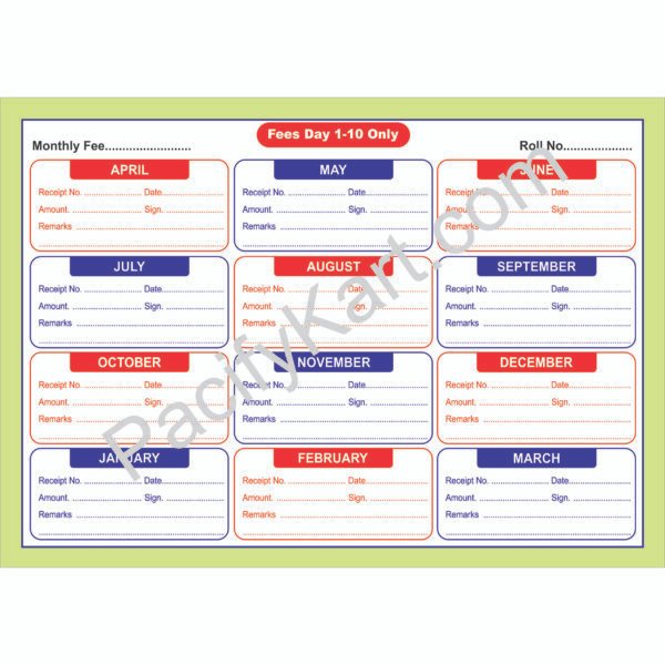 School Fee Card Design CDR File