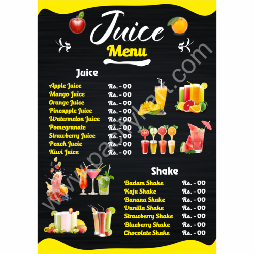 Juice Menu Card Design A5 Size | CorelDRAW 2018 Editable CDR – PacifyKart