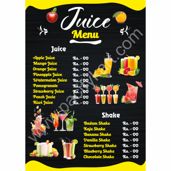 Juice Menu Card Design A5 Size | CorelDRAW 2018 Editable CDR – PacifyKart