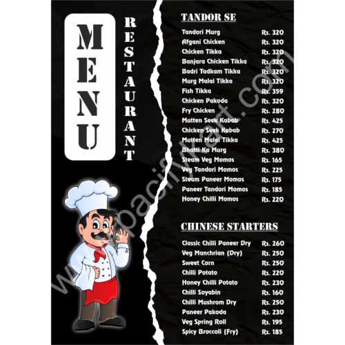 Editable Corel Draw CDR Food Menu Card Design A5 Size – Print Ready & Professional