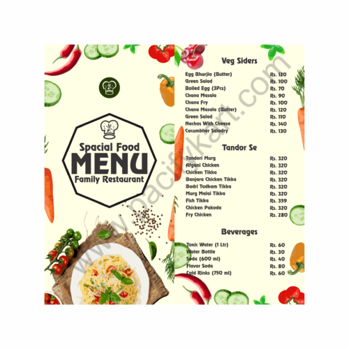 Restaurant Food Menu Design 8×8 Inch | Square Menu Card CDR – PacifyKart