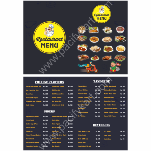 Restaurant Menu Card Design A4 Size Both Side | Double Side Food Menu Card CDR – PacifyKart