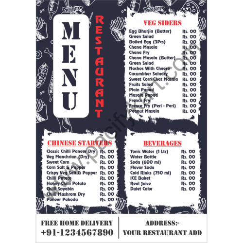 Restaurant Menu Card Design A5 Size | Food Menu Card CDR – PacifyKart