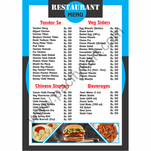 Restaurant Menu Card Design A5 Size | Food Menu Card CDR – PacifyKart