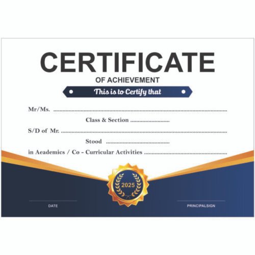 Certificate of Acheivement Design CDR File v2018