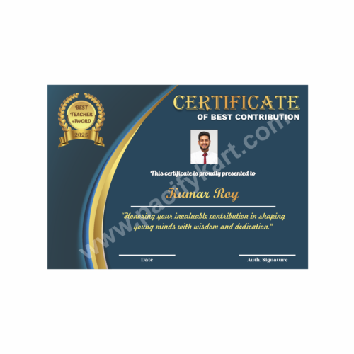 Certificate of Best Contribution Award for Teachers’ Day | Teacher Appreciation Certificate Design CDR – PacifyKart