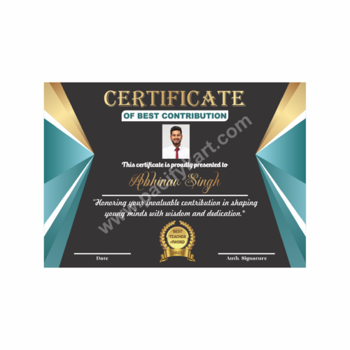 Certificate of Best Contribution Award for Teachers’ Day | Teacher Appreciation Certificate Design CDR – PacifyKart
