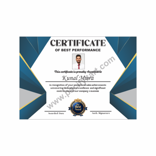 Certificate of Best Performance for Sales Achievement | Best Sales Award Certificate Design – PacifyKart