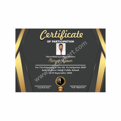 Certificate of Participation for G.K. Scholarship | Participation Certificate Design CDR – PacifyKart