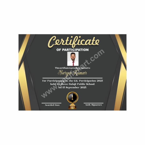 Certificate of Participation for G.K. Scholarship | Participation Certificate Design CDR – PacifyKart