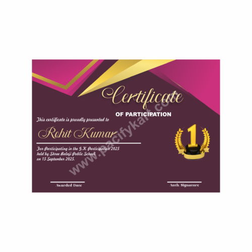 Certificate of Participation for G.K. Scholarship | Participation Certificate Design CDR – PacifyKart