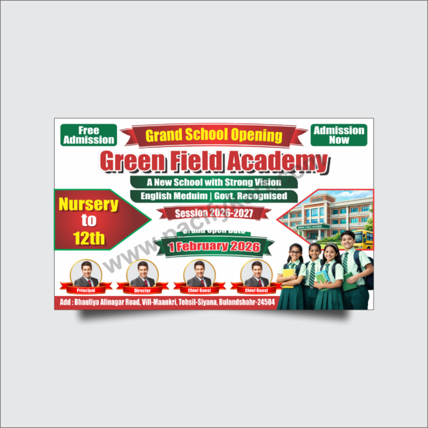 New School Opening Banner Design CDR 2018 10×6 Feet | School Inauguration Flex Banner – PacifyKart